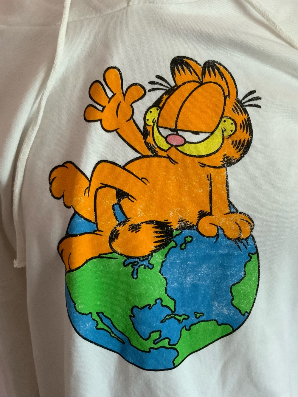 Garfield Graphic White Hoodie - Orange/Blue/Green